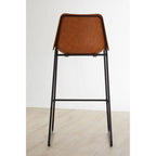 Dalston Bar Chair | Camel Leather Effect Bar Chair with Black Finish Legs