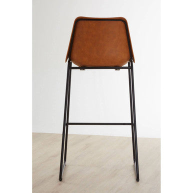 Dalston Bar Chair | Camel Leather Effect Bar Chair with Black Finish Legs