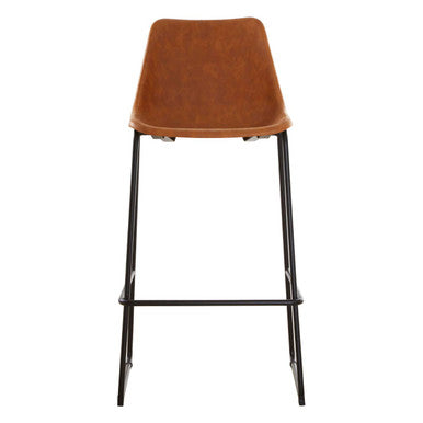 Dalston Bar Chair | Camel Leather Effect Bar Chair with Black Finish Legs