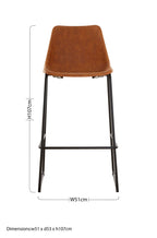 Dalston Bar Chair | Camel Leather Effect Bar Chair with Black Finish Legs
