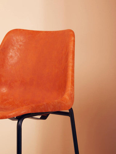 Dalston Bar Chair | Camel Leather Effect Bar Chair with Black Finish Legs