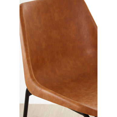 Dalston Bar Chair | Camel Leather Effect Bar Chair with Black Finish Legs
