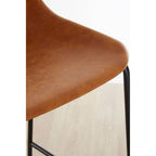 Dalston Bar Chair | Camel Leather Effect Bar Chair with Black Finish Legs
