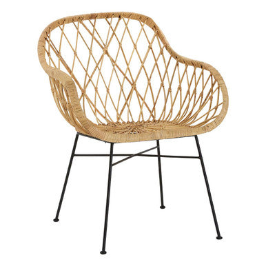 Java Armchair | Natural Rattan Chair with Lattice Design