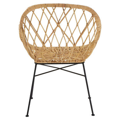 Java Armchair | Natural Rattan Chair with Lattice Design