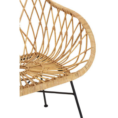 Java Armchair | Natural Rattan Chair with Lattice Design