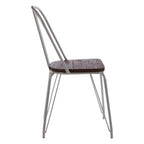 District Dining Chair | Dark Elm Wood and Grey Finish Metal Dining Chair