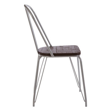 District Dining Chair | Dark Elm Wood and Grey Finish Metal Dining Chair