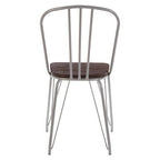 District Dining Chair | Dark Elm Wood and Grey Finish Metal Dining Chair