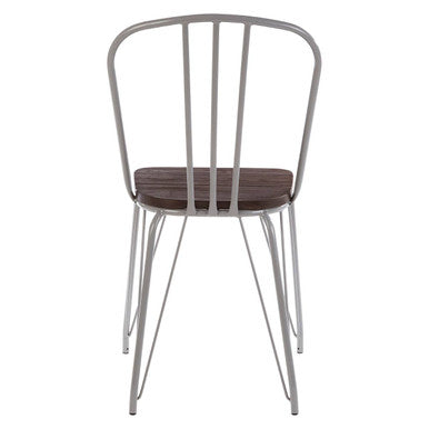 District Dining Chair | Dark Elm Wood and Grey Finish Metal Dining Chair