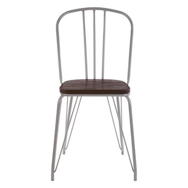 District Dining Chair | Dark Elm Wood and Grey Finish Metal Dining Chair