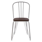 District Dining Chair | Dark Elm Wood and Grey Finish Metal Dining Chair