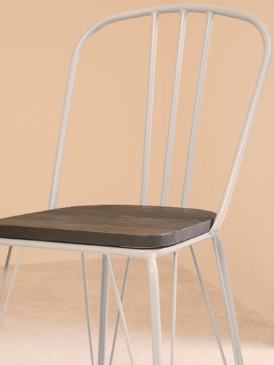 District Dining Chair | Dark Elm Wood and Grey Finish Metal Dining Chair
