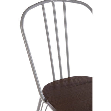 District Dining Chair | Dark Elm Wood and Grey Finish Metal Dining Chair
