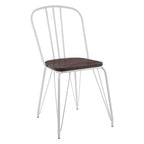 District Dining Chair | Dark Elm Wood and White Finish Metal Dining Chair