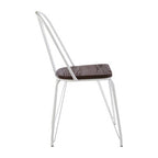 District Dining Chair | Dark Elm Wood and White Finish Metal Dining Chair