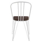 District Dining Chair | Dark Elm Wood and White Finish Metal Dining Chair