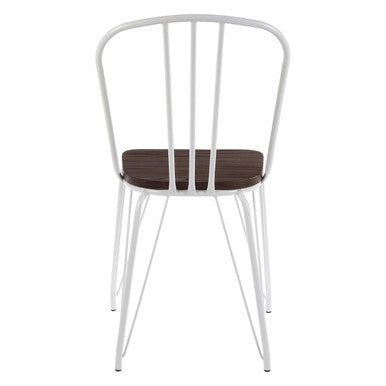 District Dining Chair | Dark Elm Wood and White Finish Metal Dining Chair