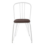 District Dining Chair | Dark Elm Wood and White Finish Metal Dining Chair