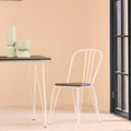 District Dining Chair | Dark Elm Wood and White Finish Metal Dining Chair