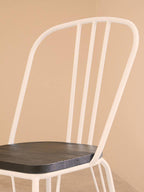 District Dining Chair | Dark Elm Wood and White Finish Metal Dining Chair