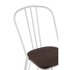 District Dining Chair | Dark Elm Wood and White Finish Metal Dining Chair