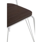 District Dining Chair | Dark Elm Wood and White Finish Metal Dining Chair