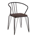 District Dining Armchair | Dark Elm Wood and Black Metal Dining Chair