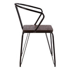 District Dining Armchair | Dark Elm Wood and Black Metal Dining Chair
