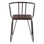 District Dining Armchair | Dark Elm Wood and Black Metal Dining Chair