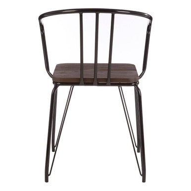 District Dining Armchair | Dark Elm Wood and Black Metal Dining Chair