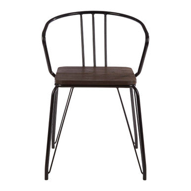 District Dining Armchair | Dark Elm Wood and Black Metal Dining Chair