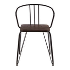 District Dining Armchair | Dark Elm Wood and Black Metal Dining Chair