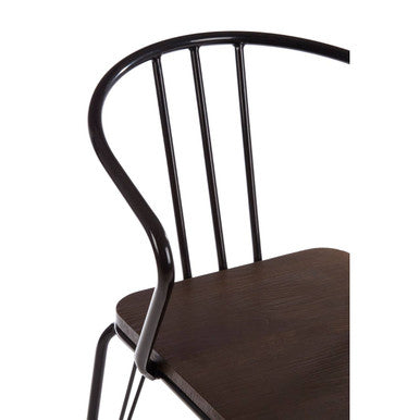 District Dining Armchair | Dark Elm Wood and Black Metal Dining Chair