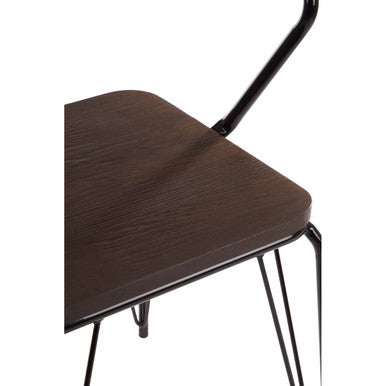 District Dining Armchair | Dark Elm Wood and Black Metal Dining Chair