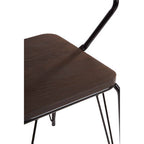 District Dining Armchair | Dark Elm Wood and Black Metal Dining Chair