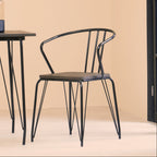 District Dining Armchair | Dark Elm Wood and Black Metal Dining Chair
