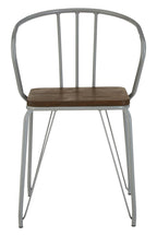 District Dining Armchair | Dark Elm Wood and Grey Metal Dining Chair