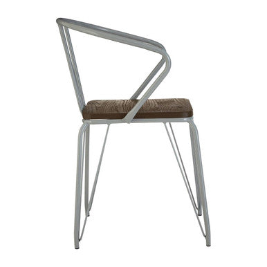 District Dining Armchair | Dark Elm Wood and Grey Metal Dining Chair
