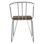 District Dining Armchair | Dark Elm Wood and Grey Metal Dining Chair