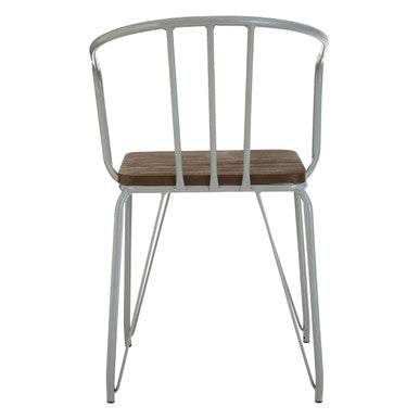 District Dining Armchair | Dark Elm Wood and Grey Metal Dining Chair