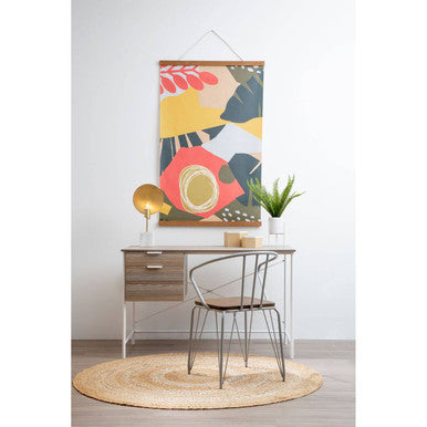District Dining Armchair | Dark Elm Wood and Grey Metal Dining Chair