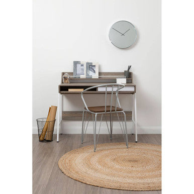 District Dining Armchair | Dark Elm Wood and Grey Metal Dining Chair