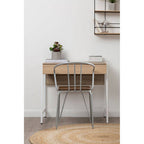 District Dining Armchair | Dark Elm Wood and Grey Metal Dining Chair