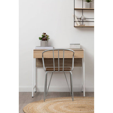 District Dining Armchair | Dark Elm Wood and Grey Metal Dining Chair