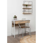 District Dining Armchair | Dark Elm Wood and Grey Metal Dining Chair