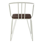 District Dining Armchair | Dark Elm Wood and White Metal Dining Chair