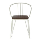 District Dining Armchair | Dark Elm Wood and White Metal Dining Chair
