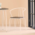 District Dining Armchair | Dark Elm Wood and White Metal Dining Chair