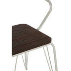 District Dining Armchair | Dark Elm Wood and White Metal Dining Chair